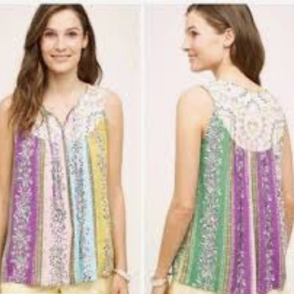 Anthro One September Sz XS Embroidered TankVibrant